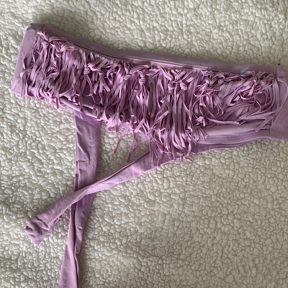 L Space lavender fringe bandeau bikini